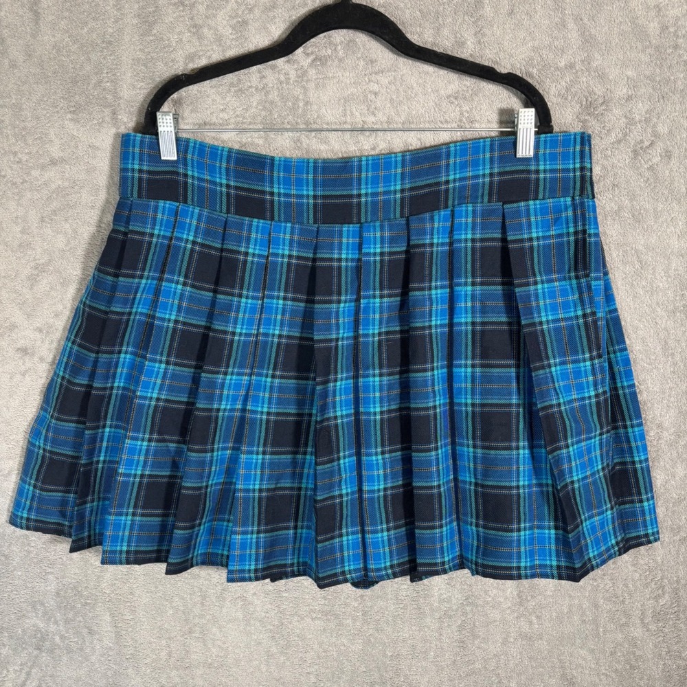 Donald Seneca‎ Las Vegas Blue Plaid Pleated Wrap Skirt USA Made Size 2 Pullaway